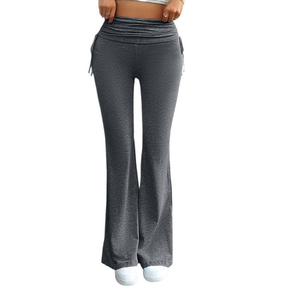 Casual Solid Color Slim Fit Pleating Trousers