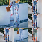 Imitation Jeans Plus Size Women's Casual Pants Floral Thin Trousers