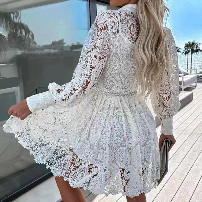 Long Sleeve Lace Dress Two-piece Set