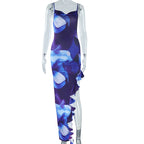 Women's Fashion Printing Dress Spaghetti Straps Sleeveless