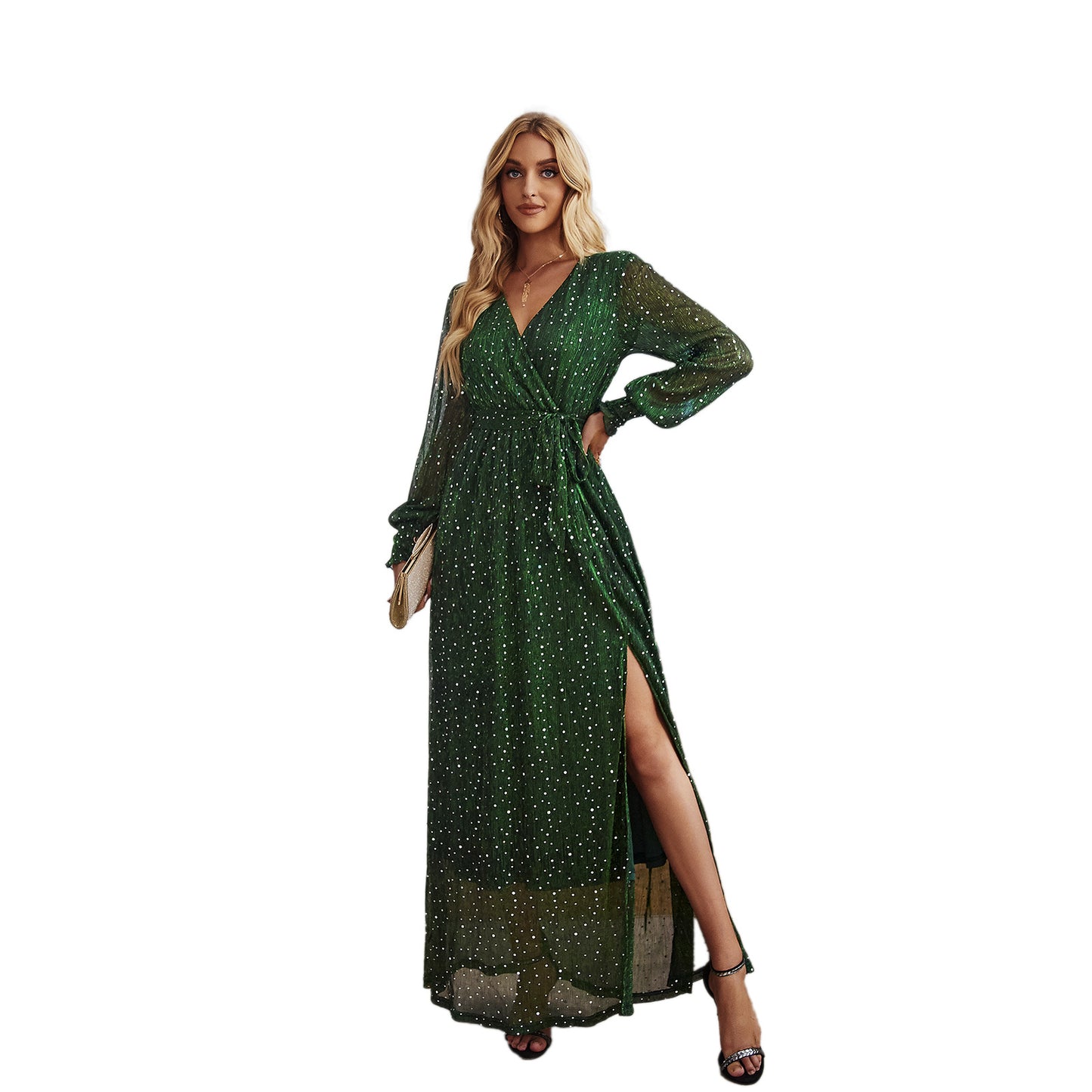 Split Sexy Sequin Gauze Dress