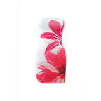 Women's Tube Top Flower Print Slim Sheath Short Dress