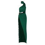 Fashion Backless Hollow-out Tube Top Split Dress