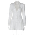 Deep V Cardigan Short Ruffled Dress Women
