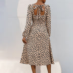 Women's Long Sleeve Leopard Print Dress