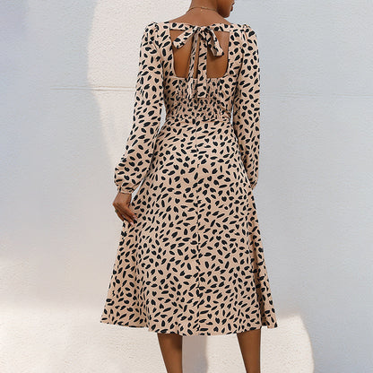 Women's Long Sleeve Leopard Print Dress