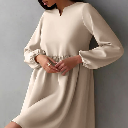 Fashion V-neck Puff Sleeve Dress