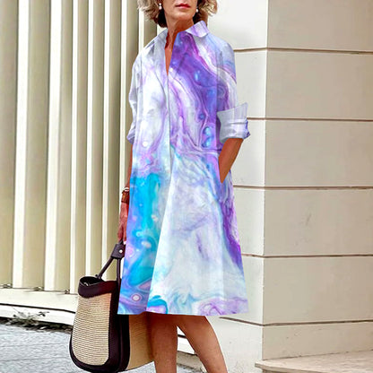 Abstract Pattern 3D Digital Printing Women's Shirt Dress