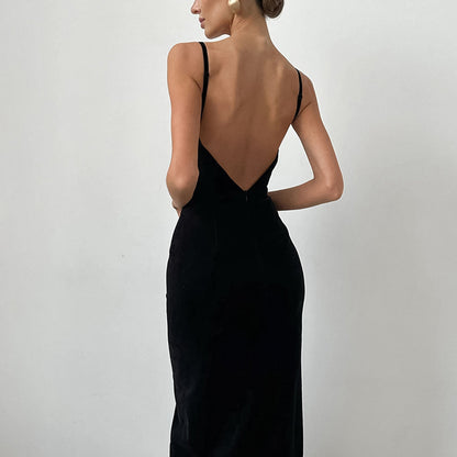 Women's Hepburn Style Black Camisole Dress