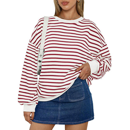 Cross Border TK Amazon Hot Oversized Loose Casual Striped Bathroom