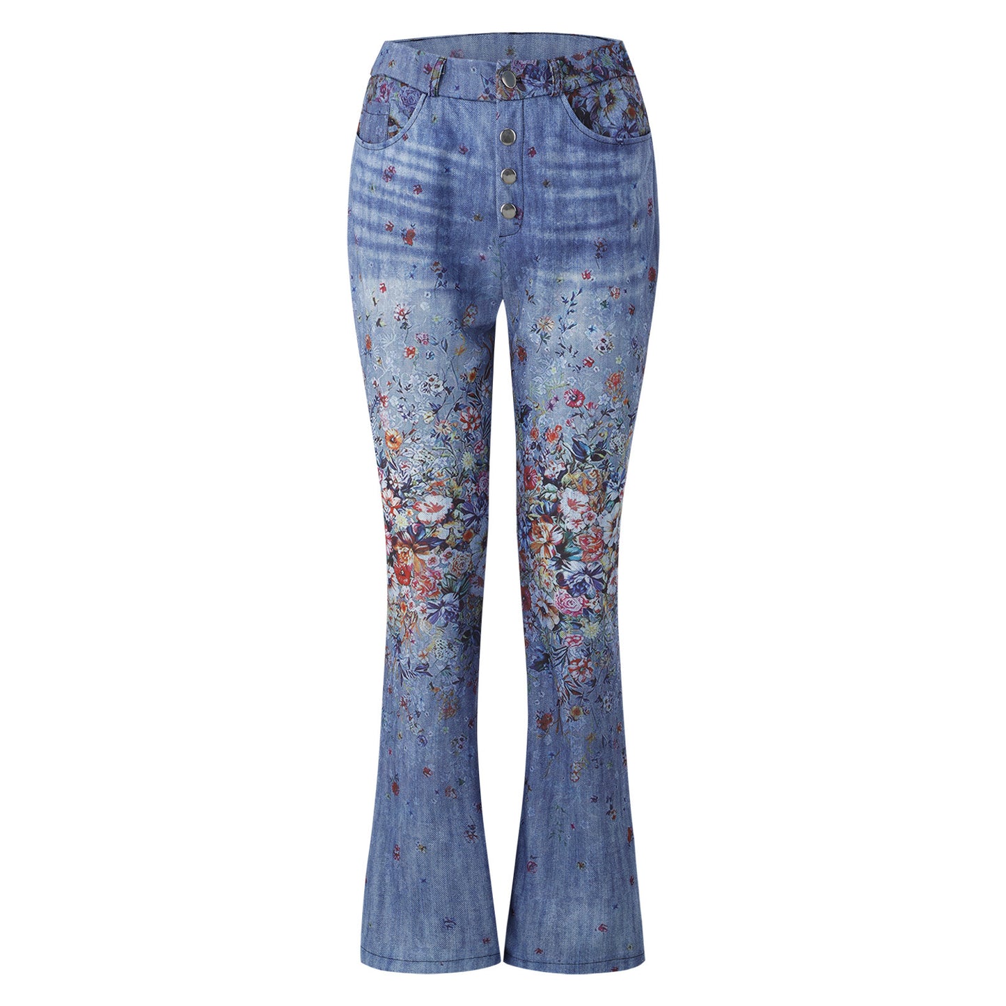 Imitation Jeans Plus Size Women's Casual Pants Floral Thin Trousers