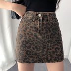 Leopard Print Slimming Sheath Retro A- Line Skirt