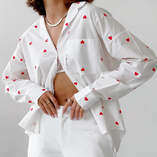 Simple Elegant Heart Printed Shirt