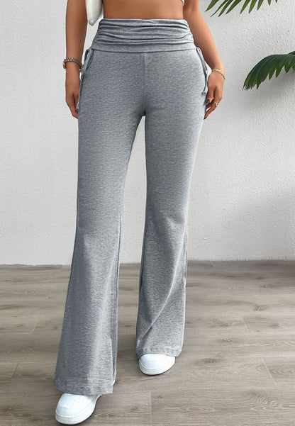 Casual Solid Color Slim Fit Pleating Trousers