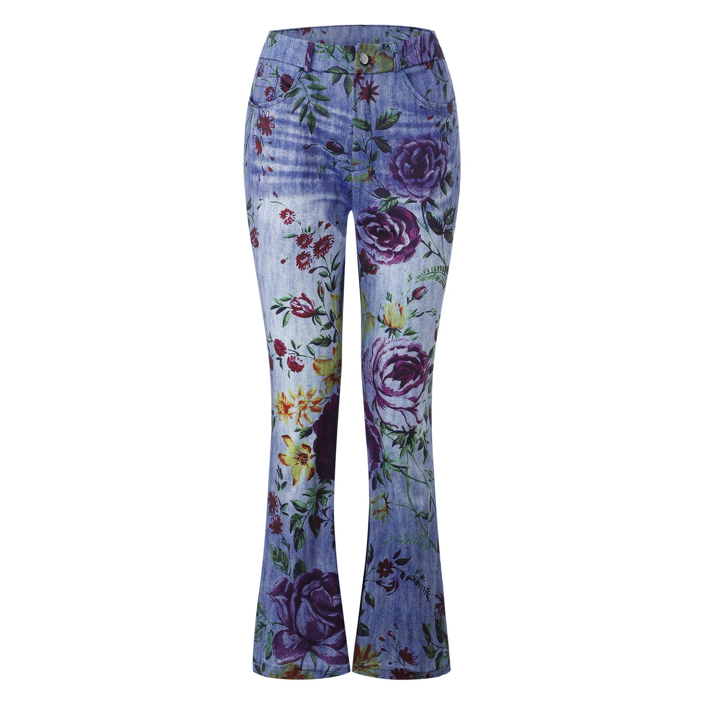 Imitation Jeans Plus Size Women's Casual Pants Floral Thin Trousers