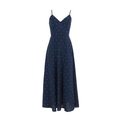 Fashionable Slim-fit Polka Dot Printed Sling Dress Women