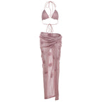 Women's Halter Bikini High Slit Three-piece Set
