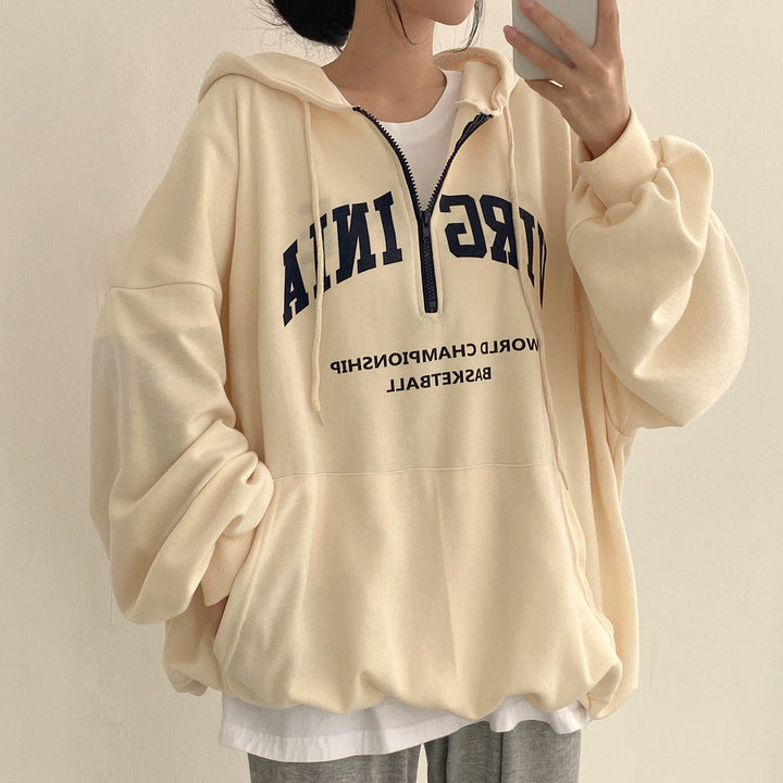 Casual Letters Hooded Pullover Women