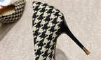 Ladies Plaid Pointed Toe Stiletto Pumps