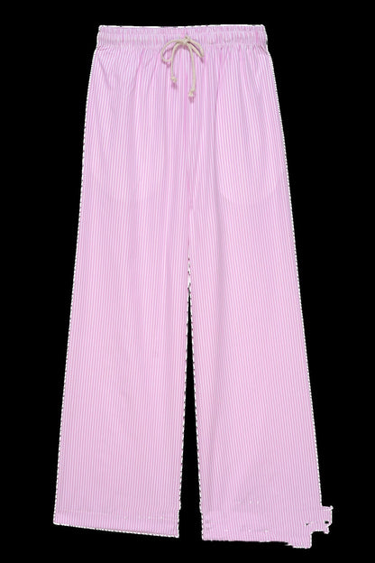 Fashion Women's Wear Striped Drawstring Wide-leg Pants For Women