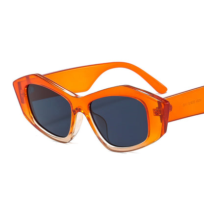 Striped Small Frame Geometry Sunglasses