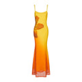 Three-dimensional Gradient Flower Fishtail Dress