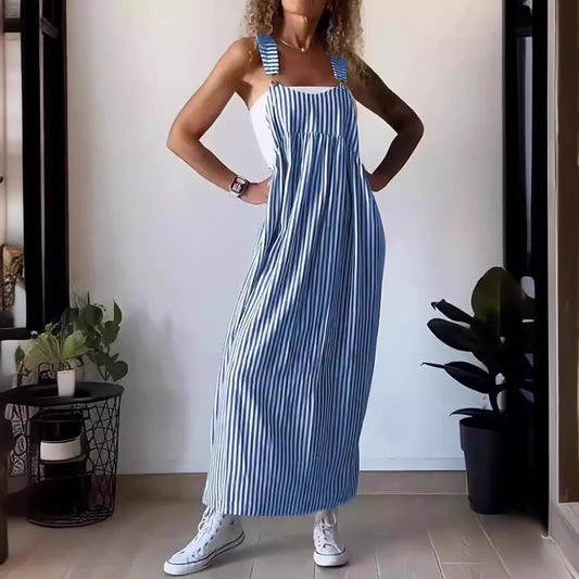 Summer Women's Fashion Striped Overall Dress