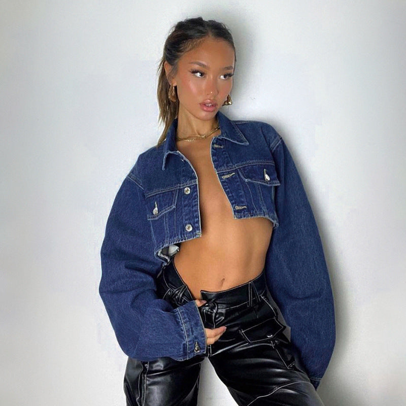 Denim Spice Girls Cropped Long Sleeve Jacket