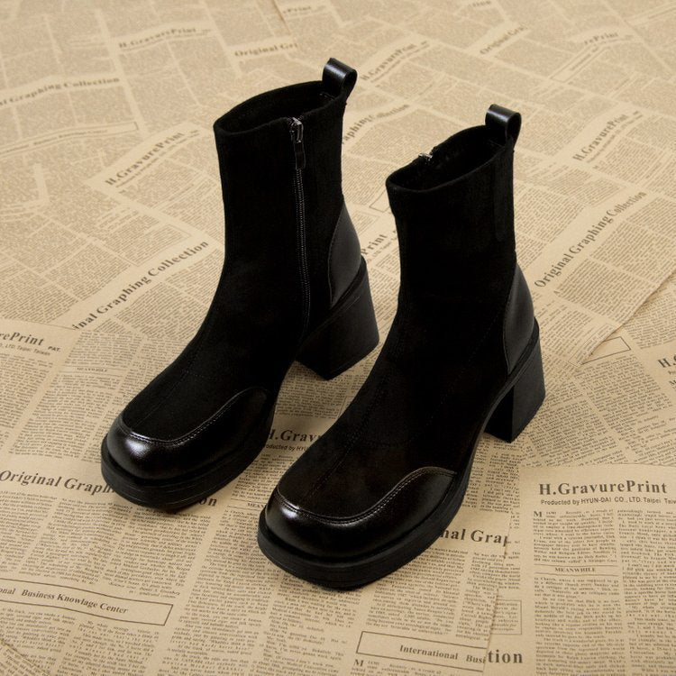 Thick Bottom Boots Chunky Heel Martin Boots Women