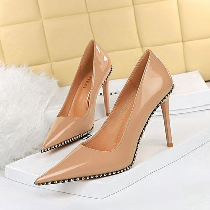 Women's Patent Leather Pumps Pointed Toe High Heels