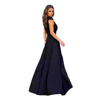 Women's Solid Color Pleated Lengthened Dress