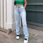 Women's Europe And America Cross Border Light Blue Slim Fit High Waist Stretch Jeans