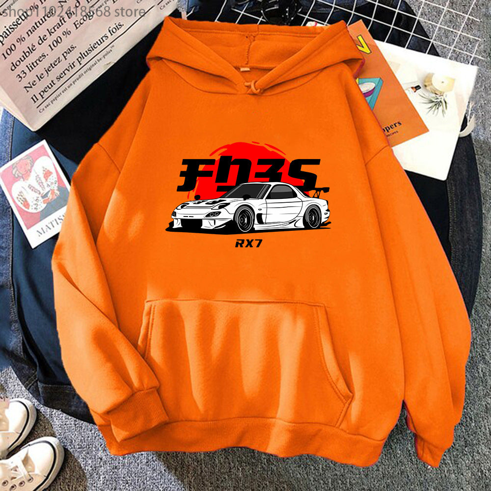 New Car Printed Cotton Hoodie Casual