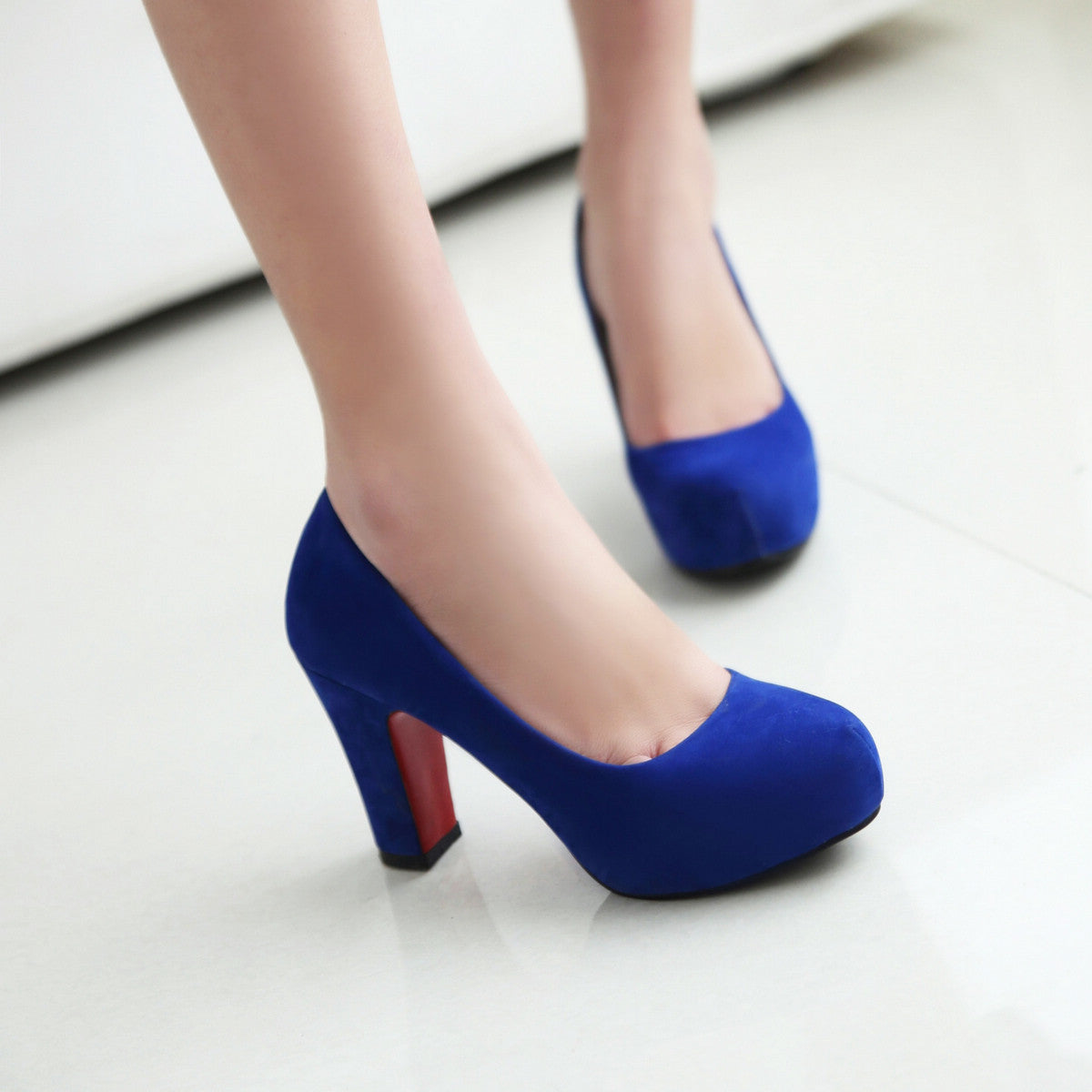 Shallow Mouth Suede Pumps Thick Heel Water Platform Super High Heel