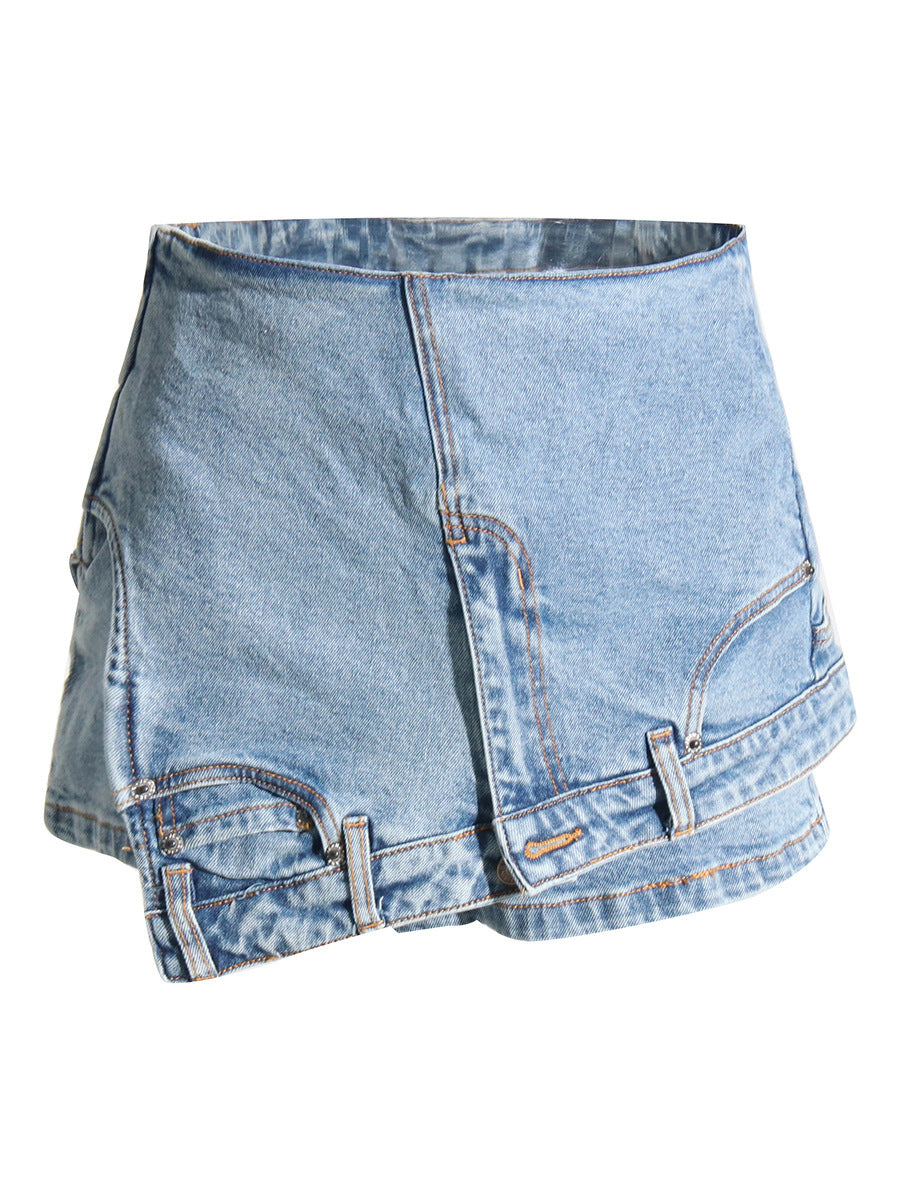 Personalized Women's Denim Stitching Shorts