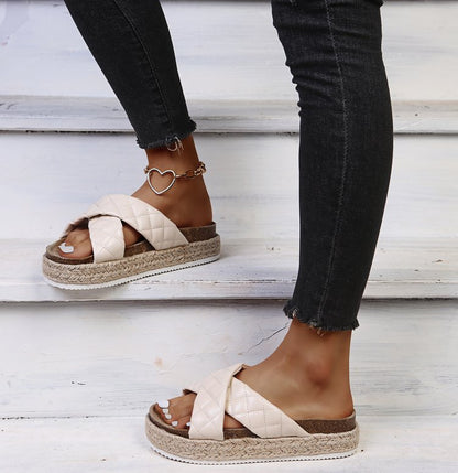 New Fashion Cross Toe Platform Sandals And Slippers Women