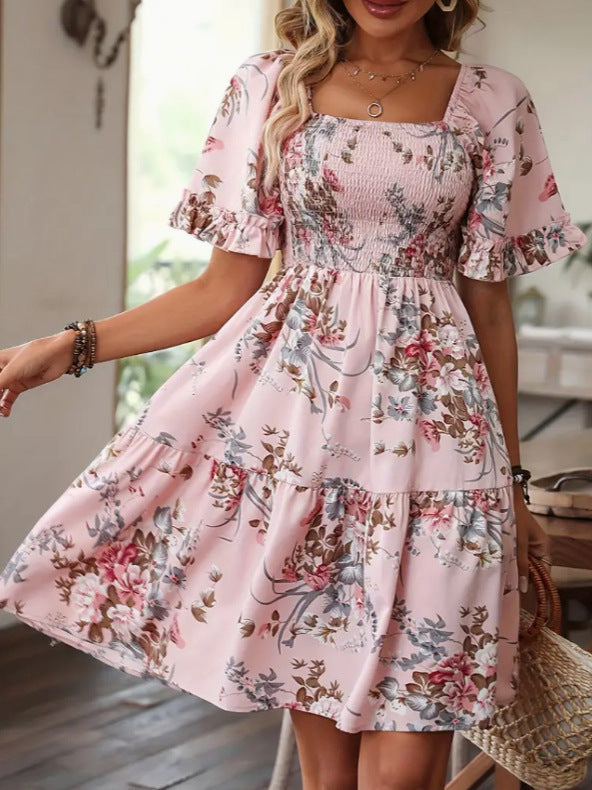 Women's Fashion Printed Short Sleeve Dress