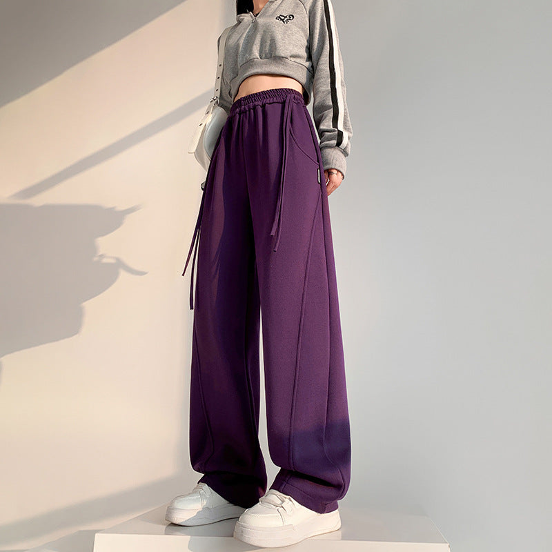 American Multi-color Straight Wide Leg Banana Pants High Waist Casual