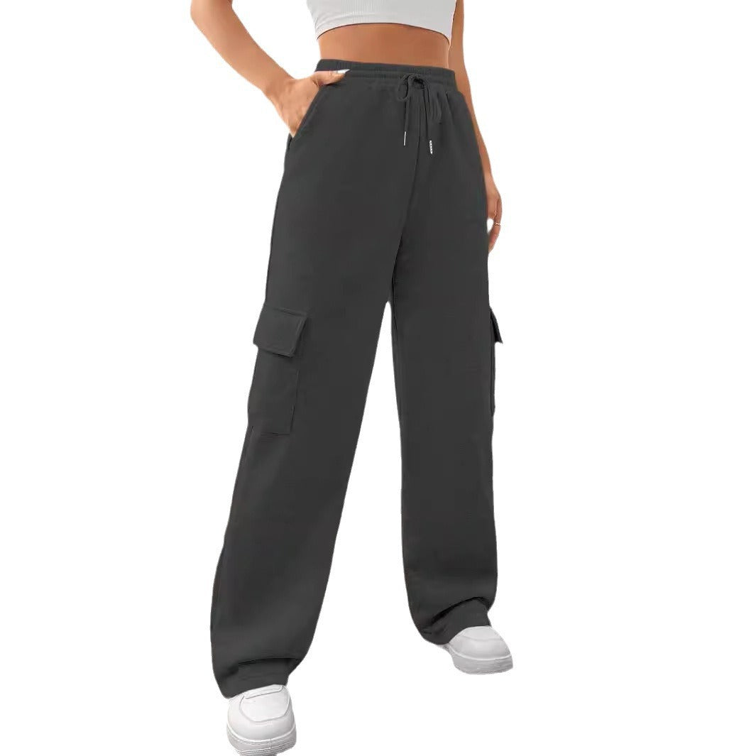 All-matching Solid Color Straight Wide Leg Sweatpants