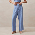 Pure Linen High Waist Drooping Straight-leg Pants Ladies