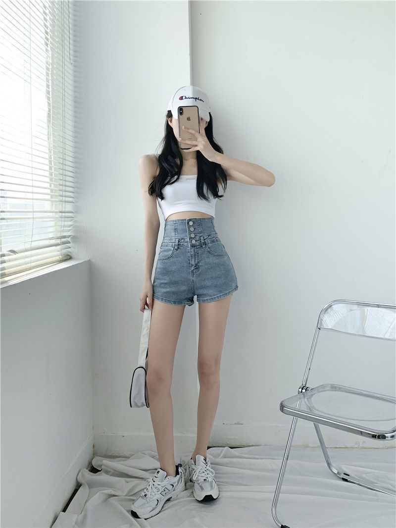 Summer High Waist Denim Rope Shorts For Women