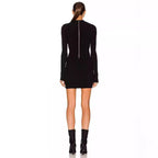 Black Cut-out Slim Fit Patchwork Temperament Dress