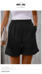 Summer Simplicity Casual Curling Solid Color High Waisted Shorts