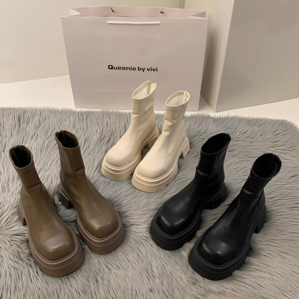 Thick Bottom Square Toe Martin Boots Women
