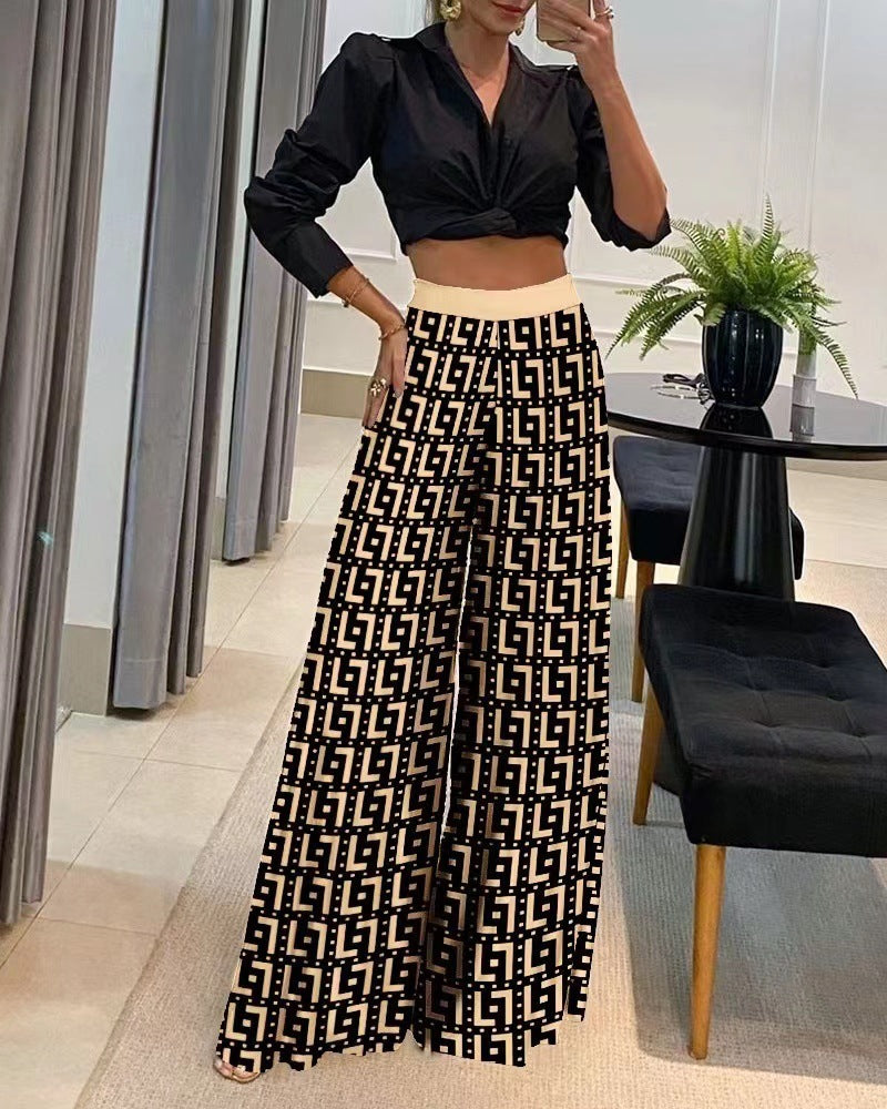 Fashion Casual Printing Wide Leg Pants