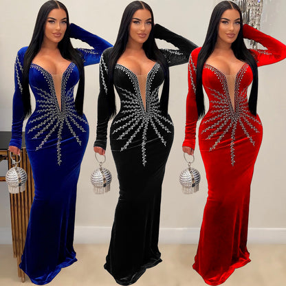 Women's Party Long Sleeve Fishtail Dress