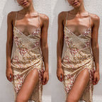 Women's Printed V-neck Sling Dress