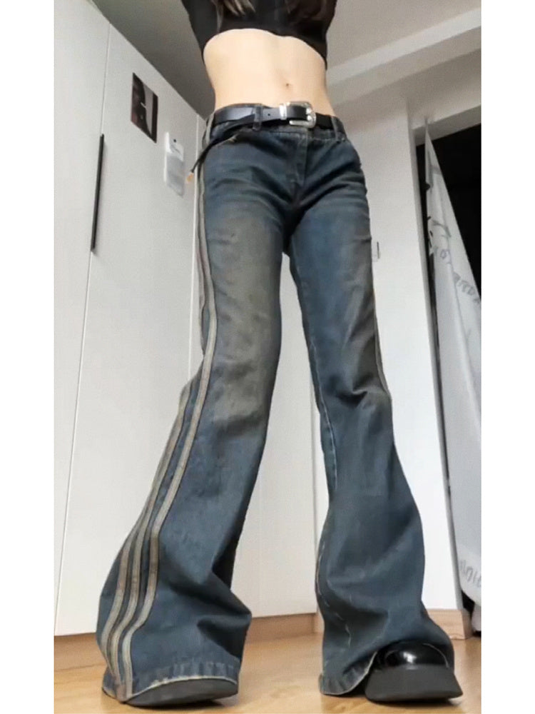 High Street Vintage Striped Jeans Woman