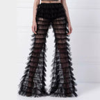 Women's Perspective Layered Mesh Flare Pants