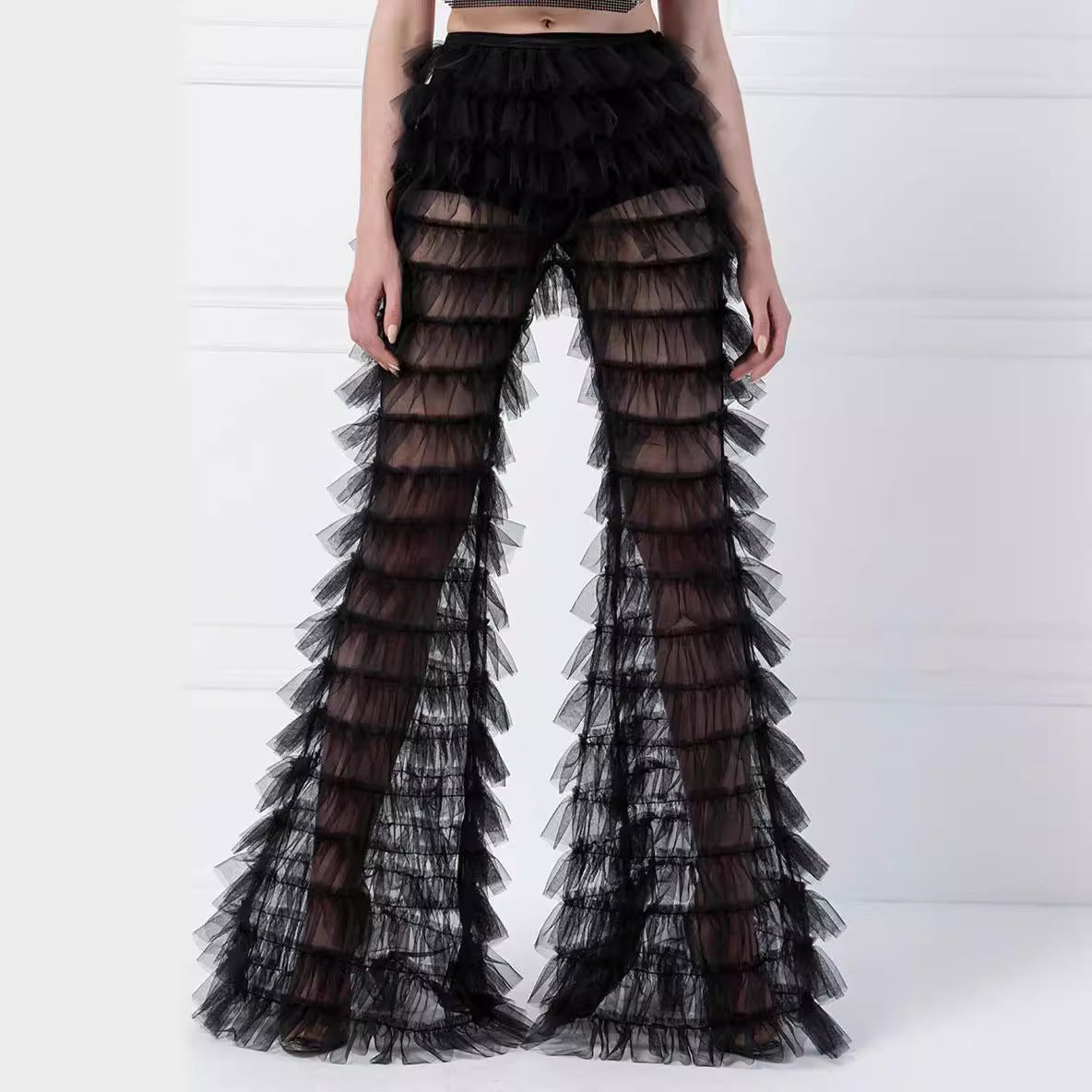 Women's Perspective Layered Mesh Flare Pants